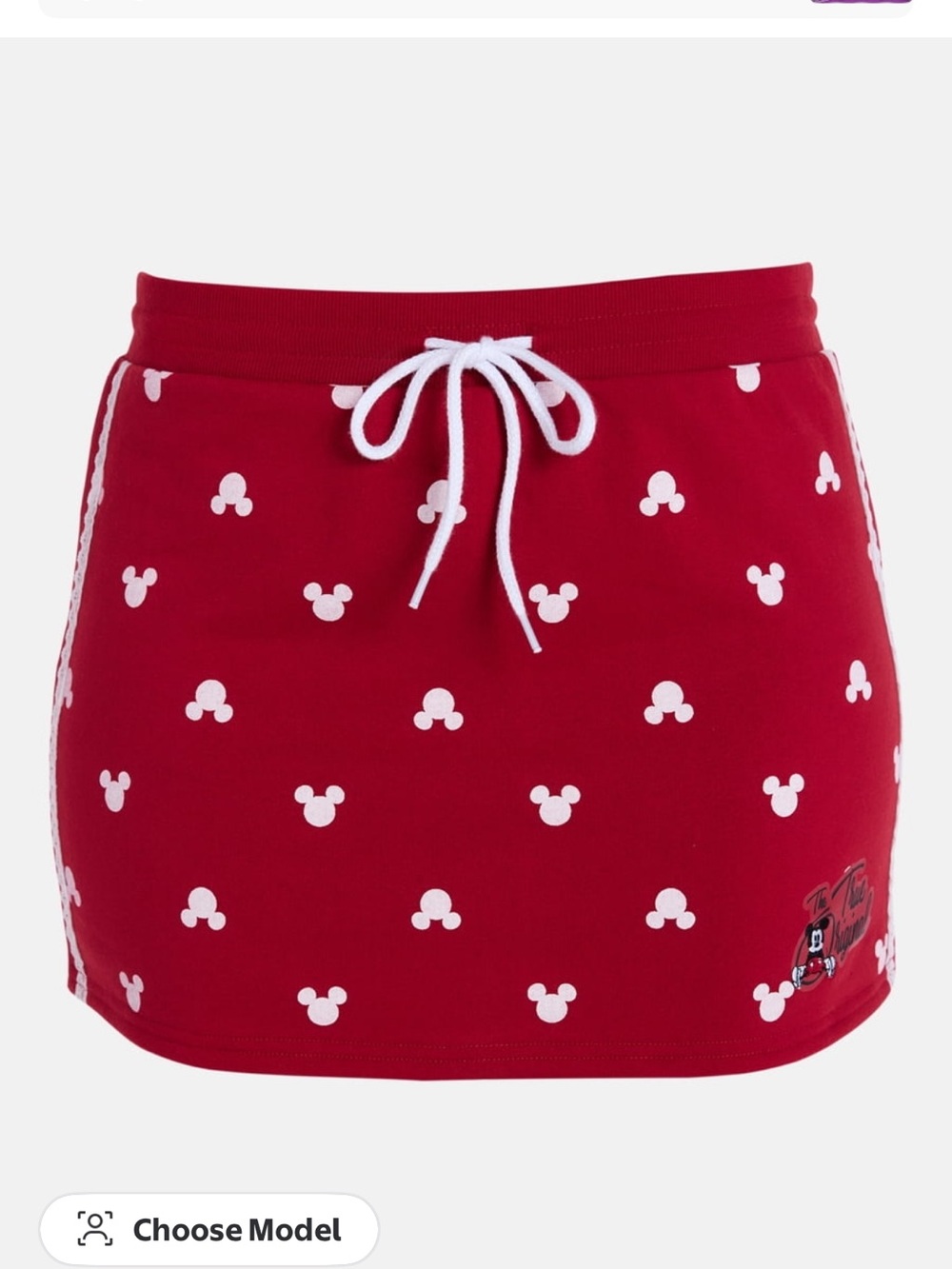 Red Drawstring Mini Skort with White Dot Motif